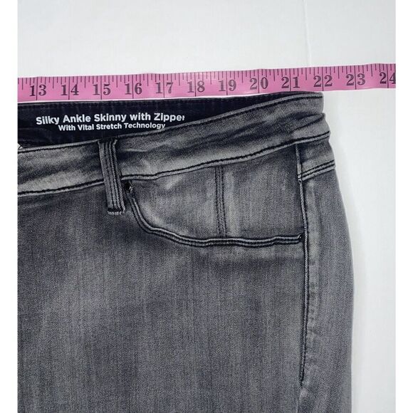 Laurie Felt Silky Ankle Skinny Jeans Zipper Black Grey Stretch High Rise 2XP/24 - Picture 9 of 16